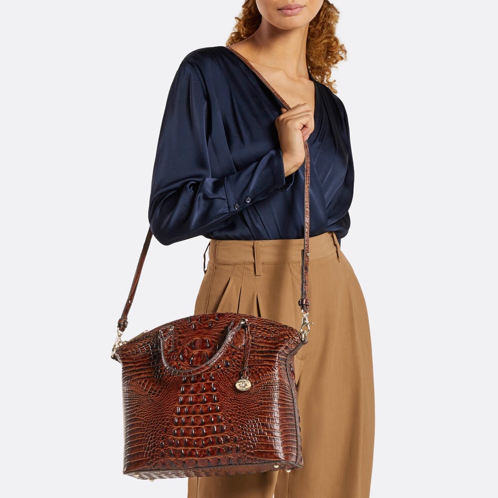 Brahmin Large Duxbury Leather Satchel - Pecan Melbourne