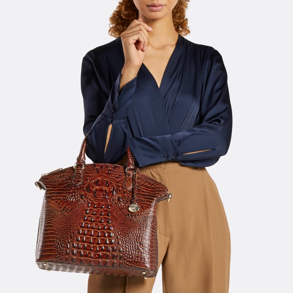 Brahmin Large Duxbury Leather Satchel - Pecan Melbourne