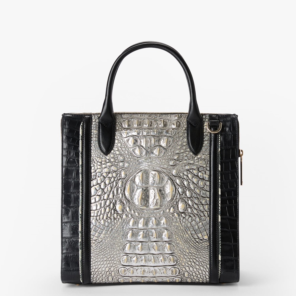 Brahmin Caroline Leather Satchel - Chrome Azurine