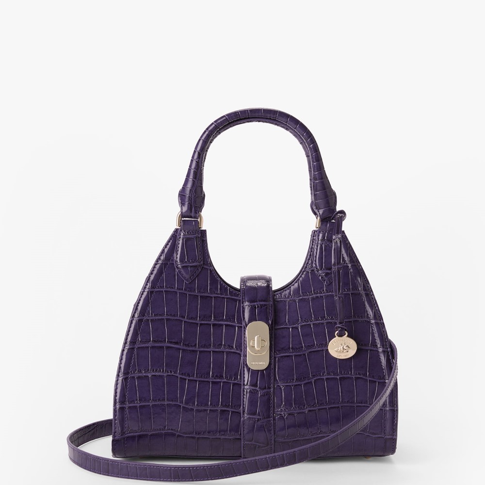 Brahmin Adrian Leather Satchel - Voltage Violet Sirona