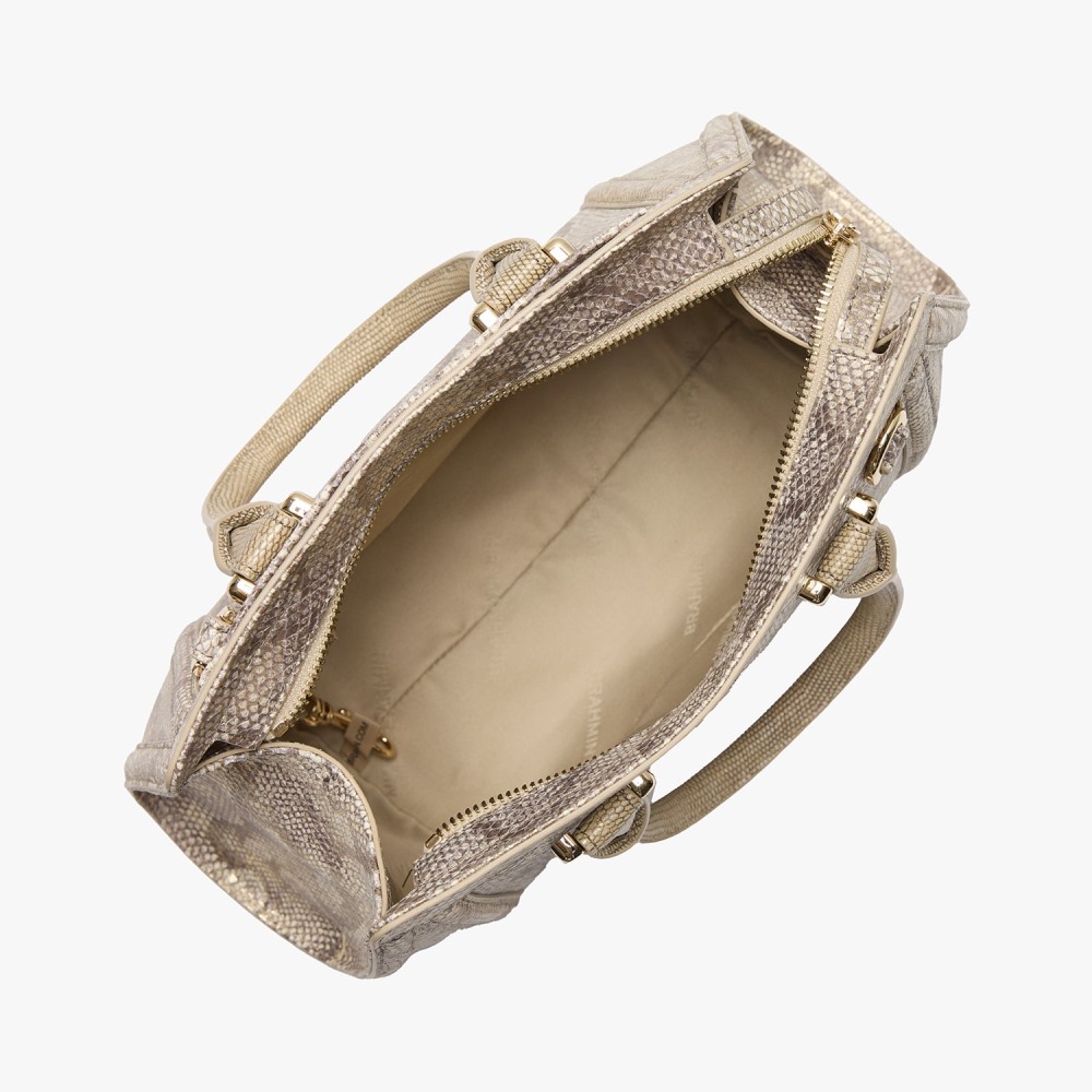 Brahmin Small Arden Leather Satchel - Gold Blissful