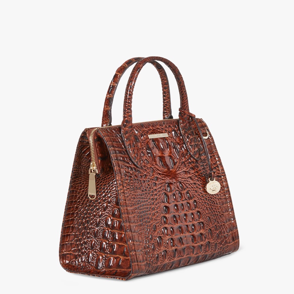Brahmin Small Caroline Leather Satchel - Pecan Melbourne