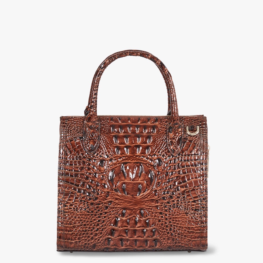 Brahmin Small Caroline Leather Satchel - Pecan Melbourne