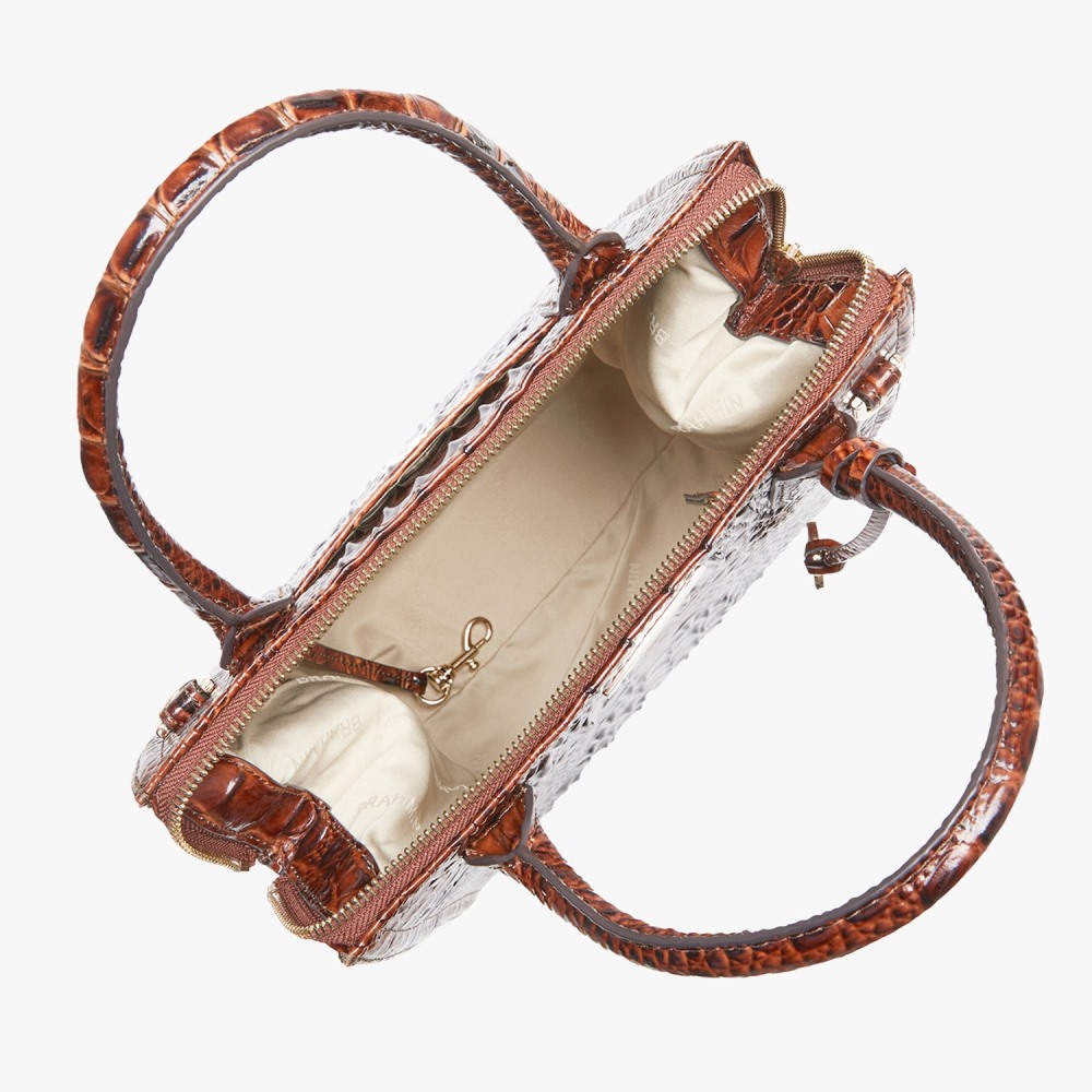 Brahmin Small Caroline Leather Satchel - Pecan Melbourne