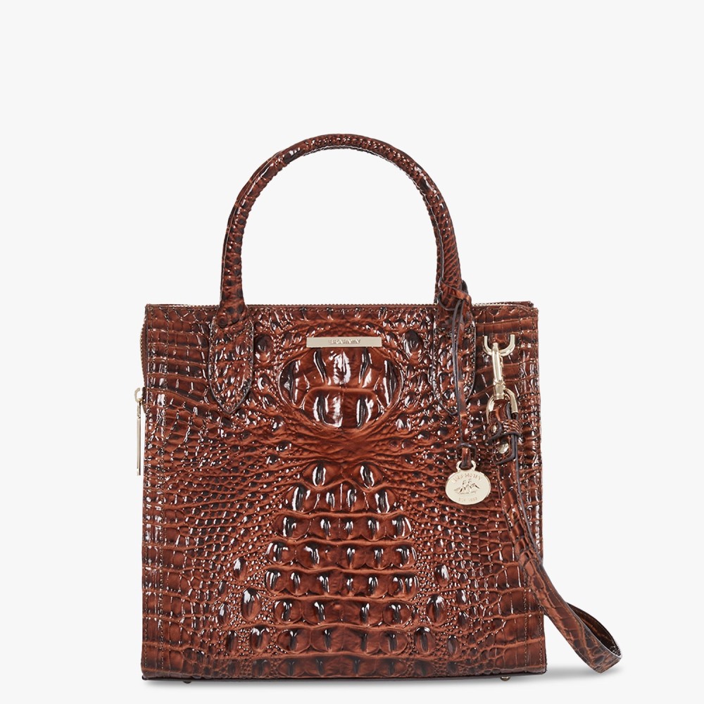Brahmin Small Caroline Leather Satchel - Pecan Melbourne