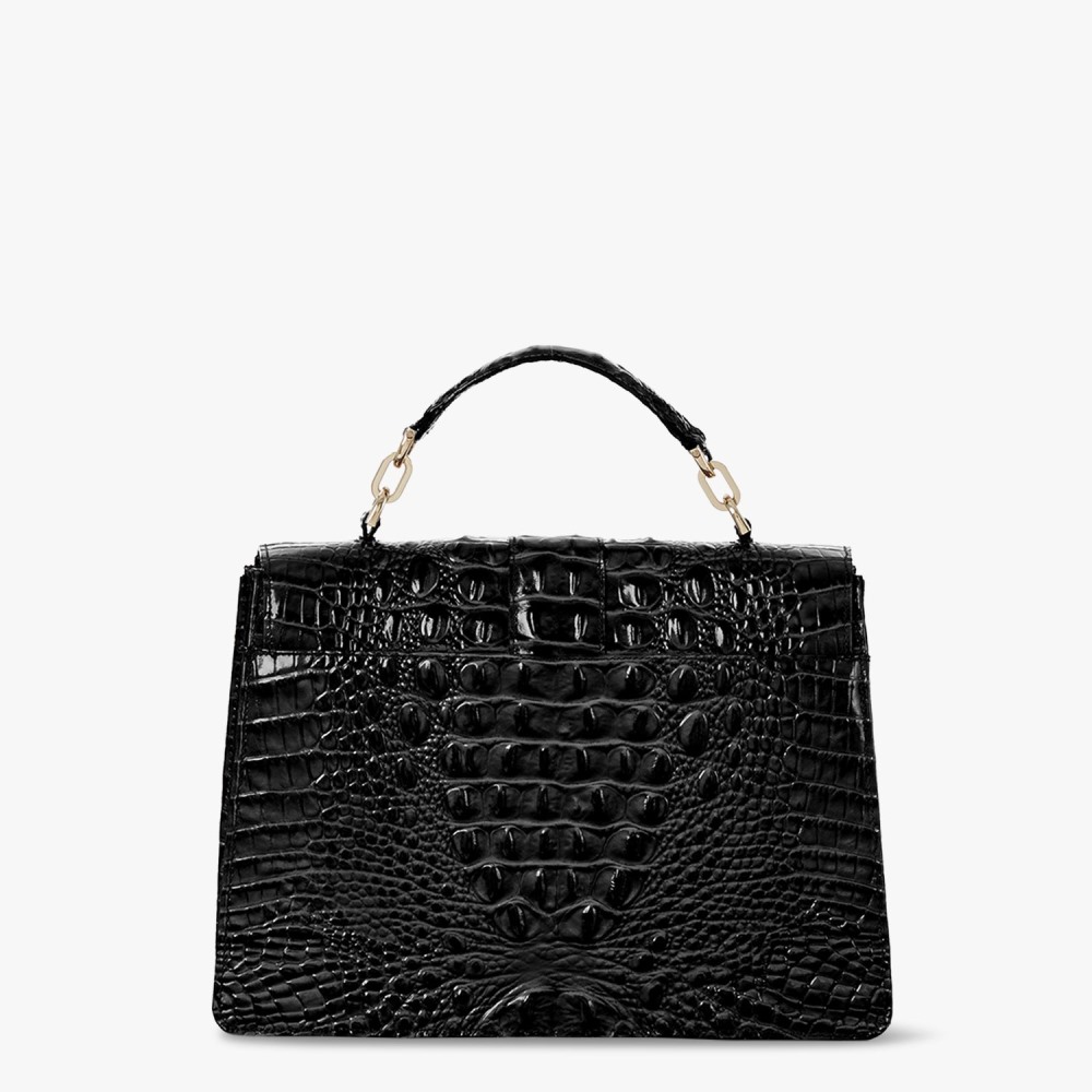 Brahmin Hallie Leather Satchel - Black Melbourne