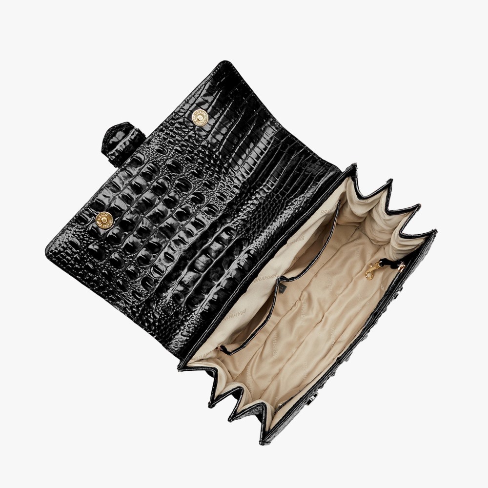 Brahmin Hallie Leather Satchel - Black Melbourne