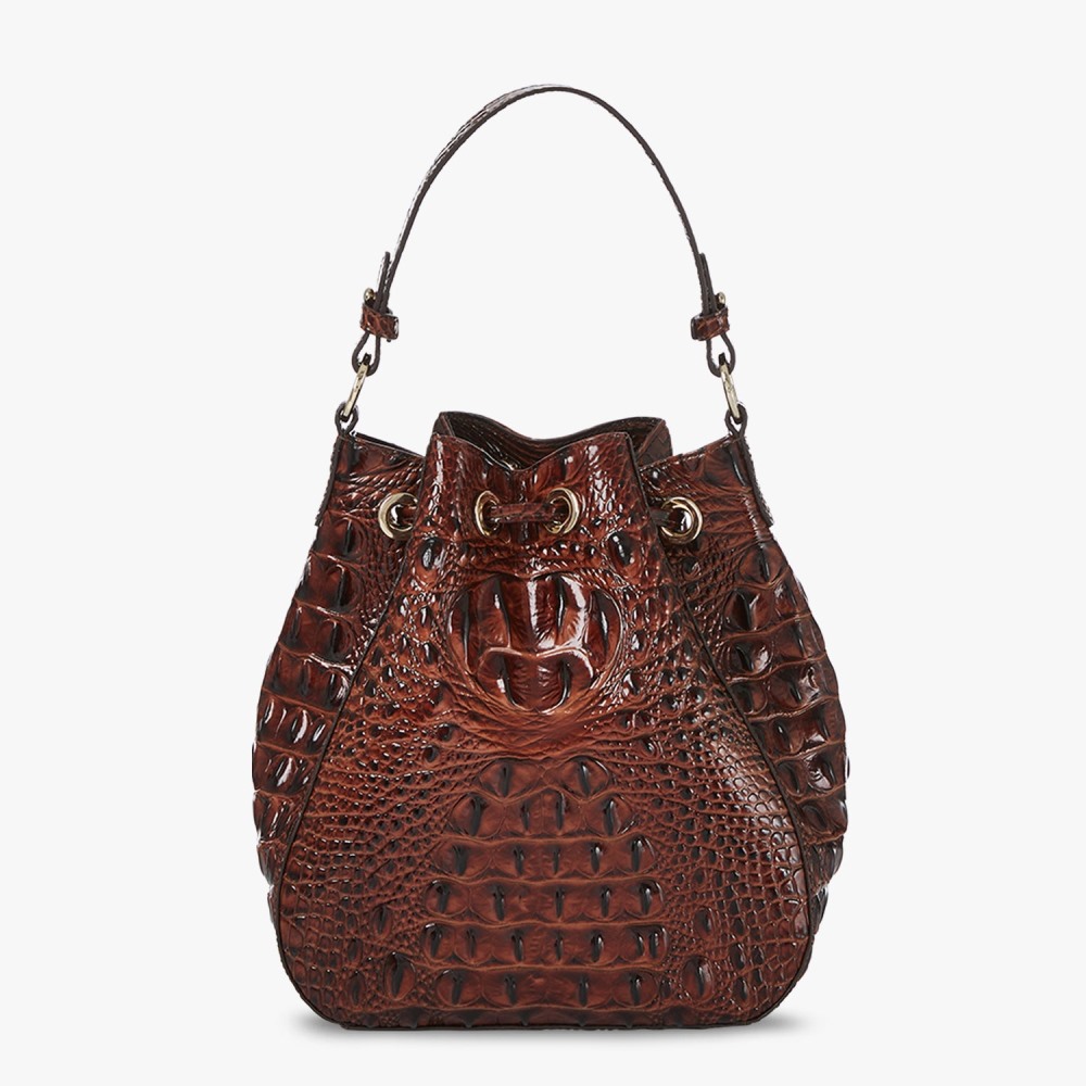 Brahmin Melinda Leather Bucket Bag - Pecan Melbourne