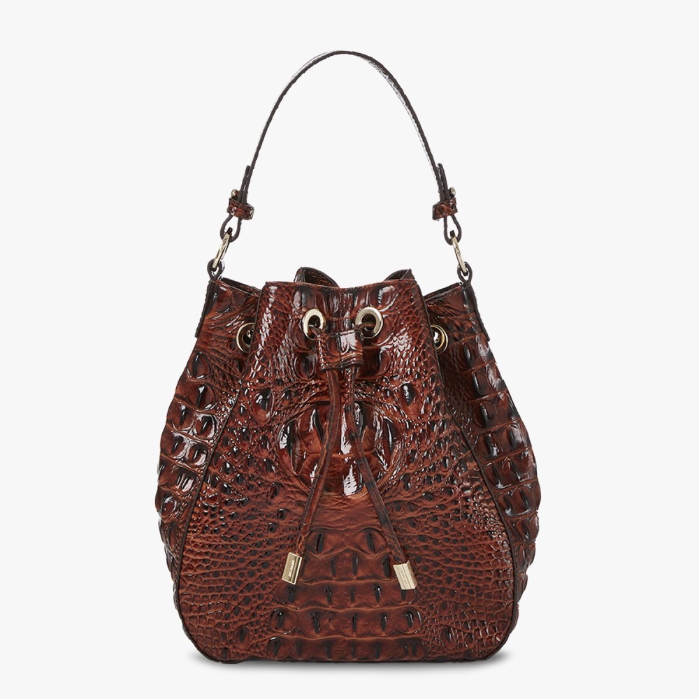 Brahmin Melinda Leather Bucket Bag - Pecan Melbourne