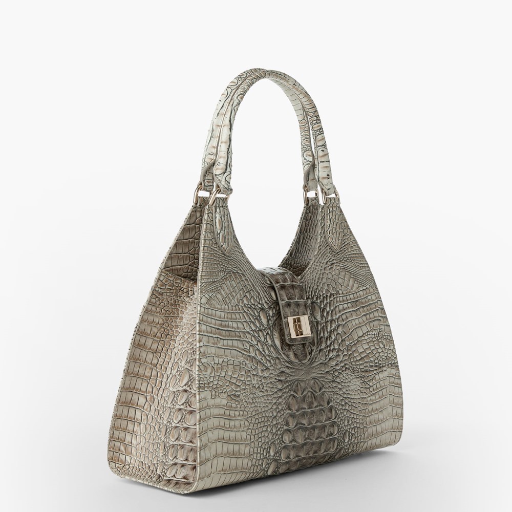 Brahmin Large Adrian Leather Satchel - Timeless Taupe Ombre Melbourne