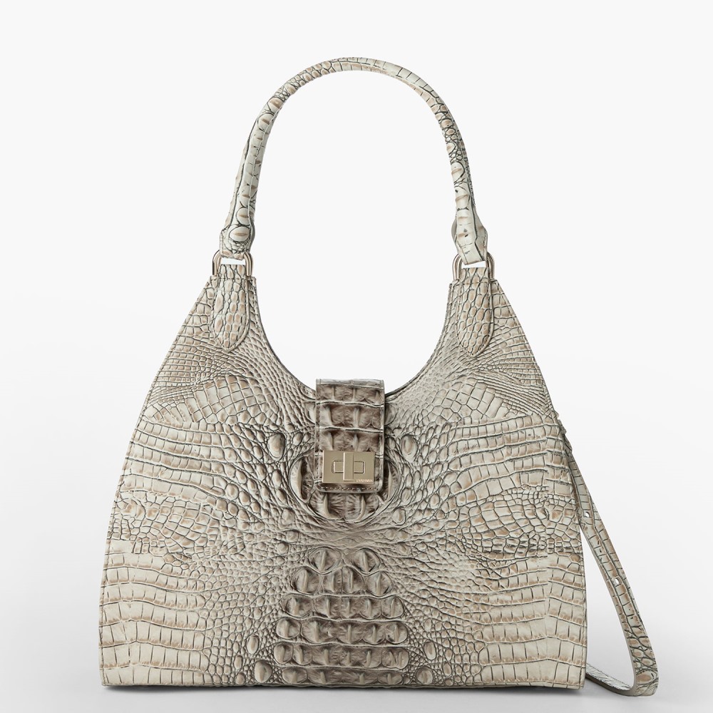 Brahmin Large Adrian Leather Satchel - Timeless Taupe Ombre Melbourne