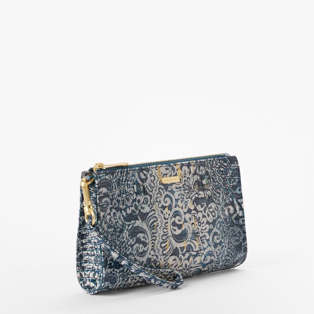 Brahmin Daisy Leather Wristlet - Blue Filigree Melbourne