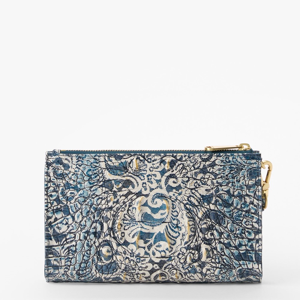 Brahmin Daisy Leather Wristlet - Blue Filigree Melbourne