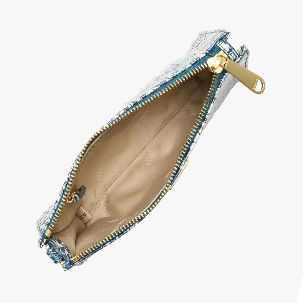 Brahmin Daisy Leather Wristlet - Blue Filigree Melbourne