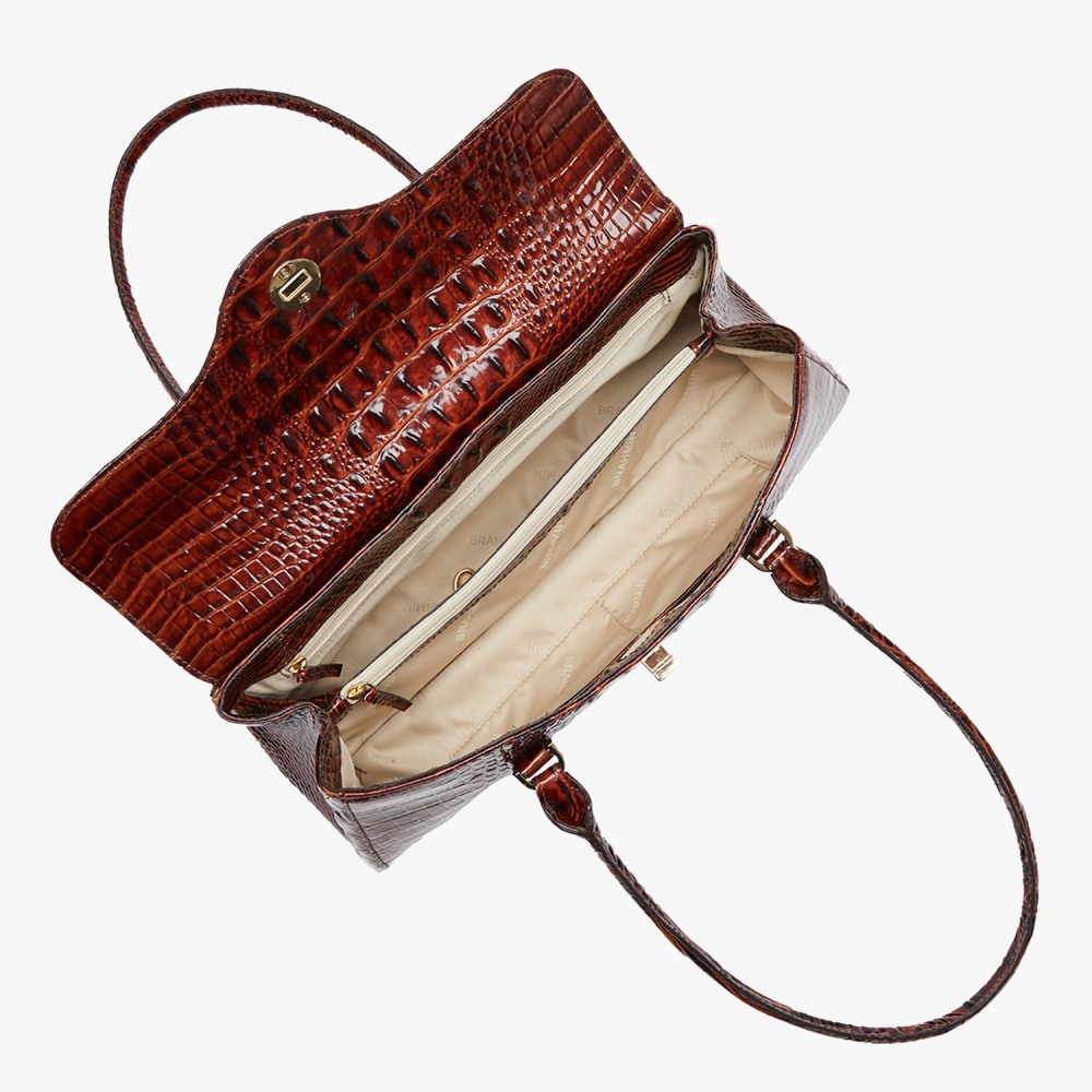 Brahmin Dayan Leather Satchel - Pecan Melbourne