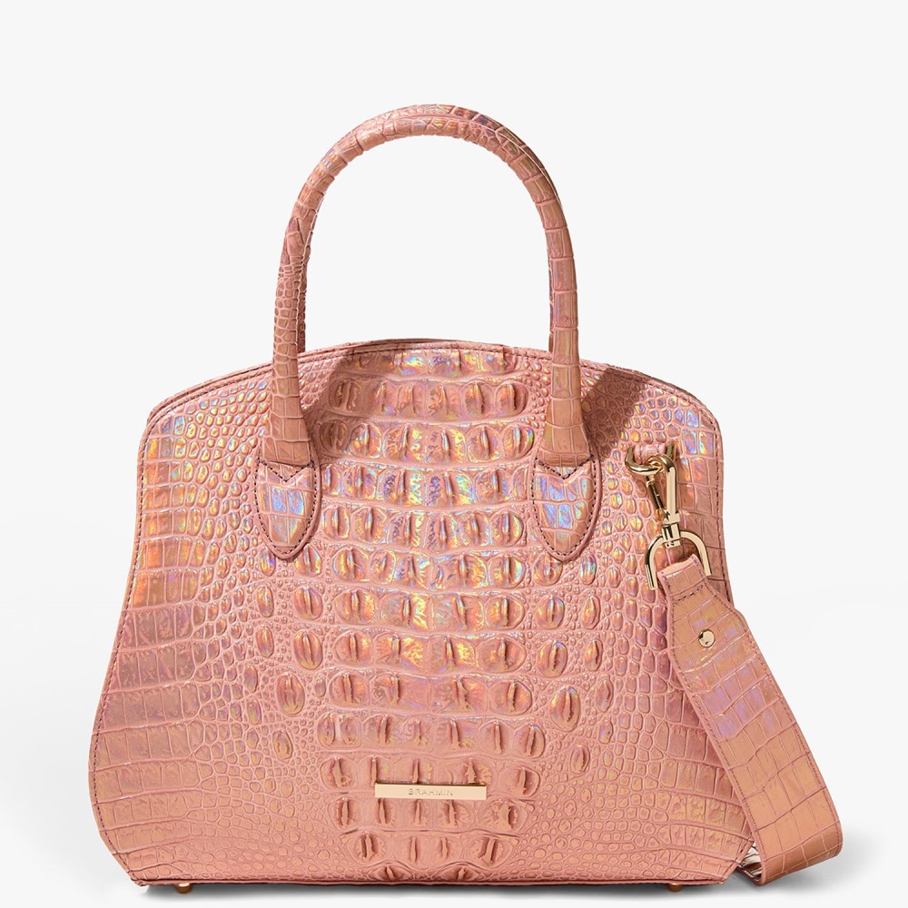 Brahmin Rosetta Leather Satchel - Rose Gold Melbourne