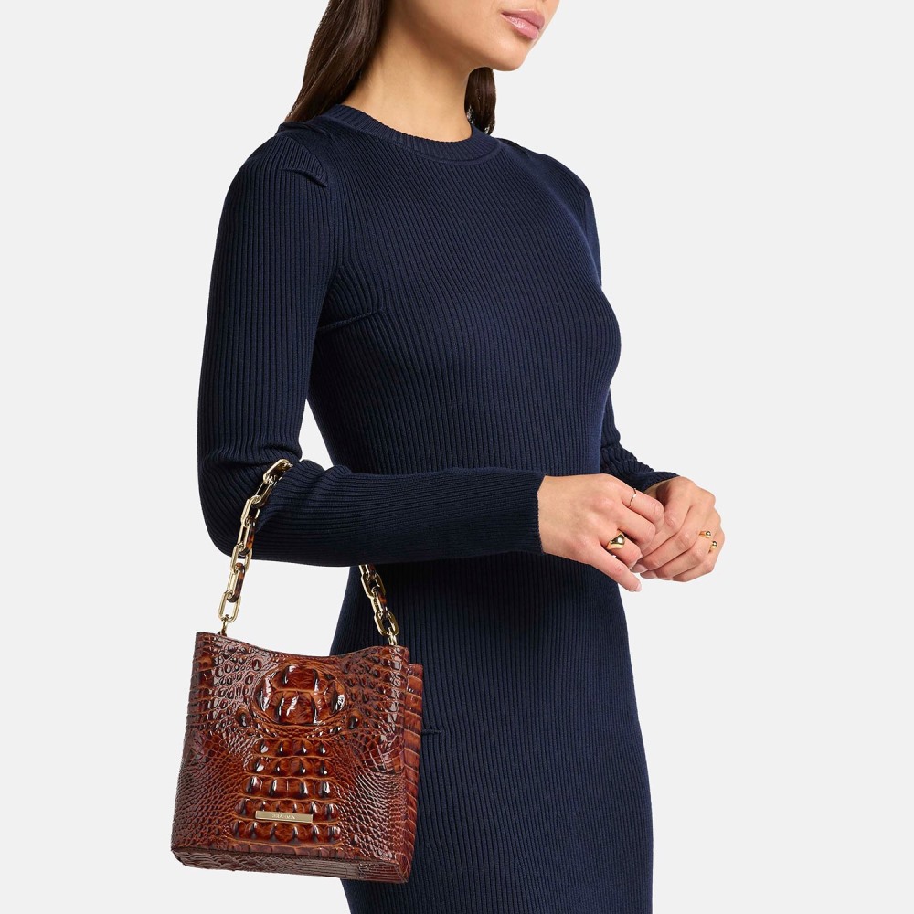 Brahmin Mod Mini Amelia Leather Crossbody - Gold Blissful