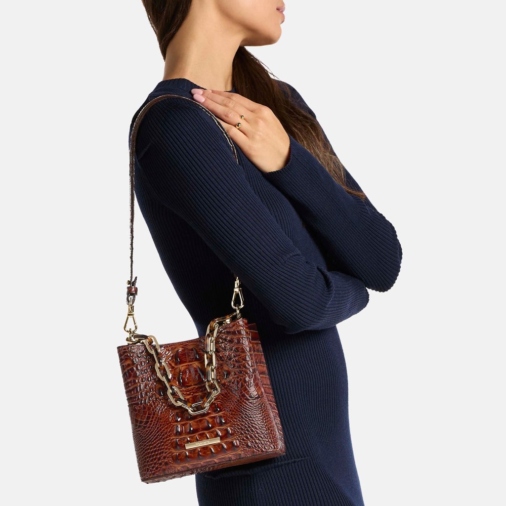 Brahmin Mod Mini Amelia Leather Crossbody - Gold Blissful