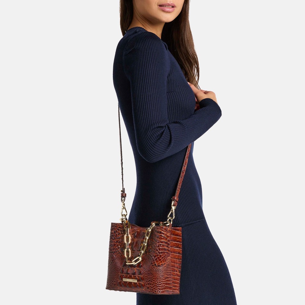 Brahmin Mod Mini Amelia Leather Crossbody - Gold Blissful