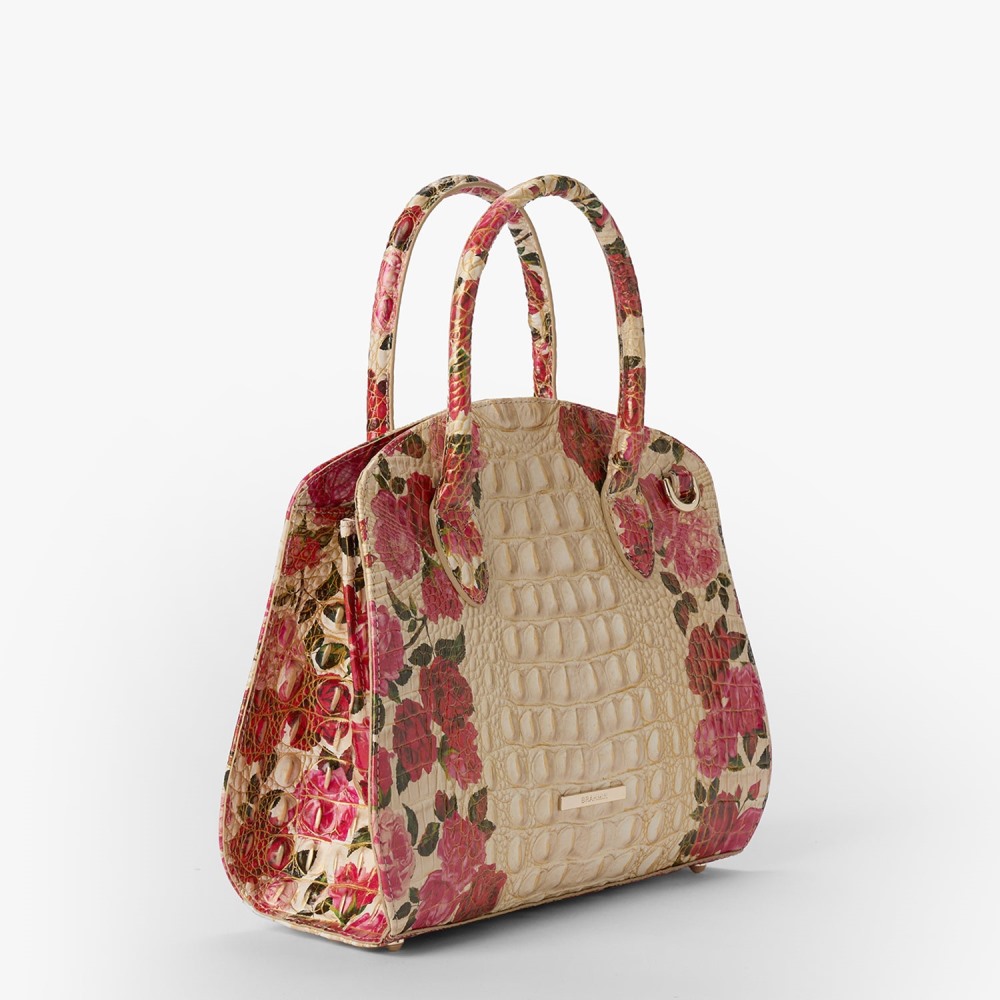 Brahmin Rosetta Leather Satchel - Romantic Roses Ombre Melbourne