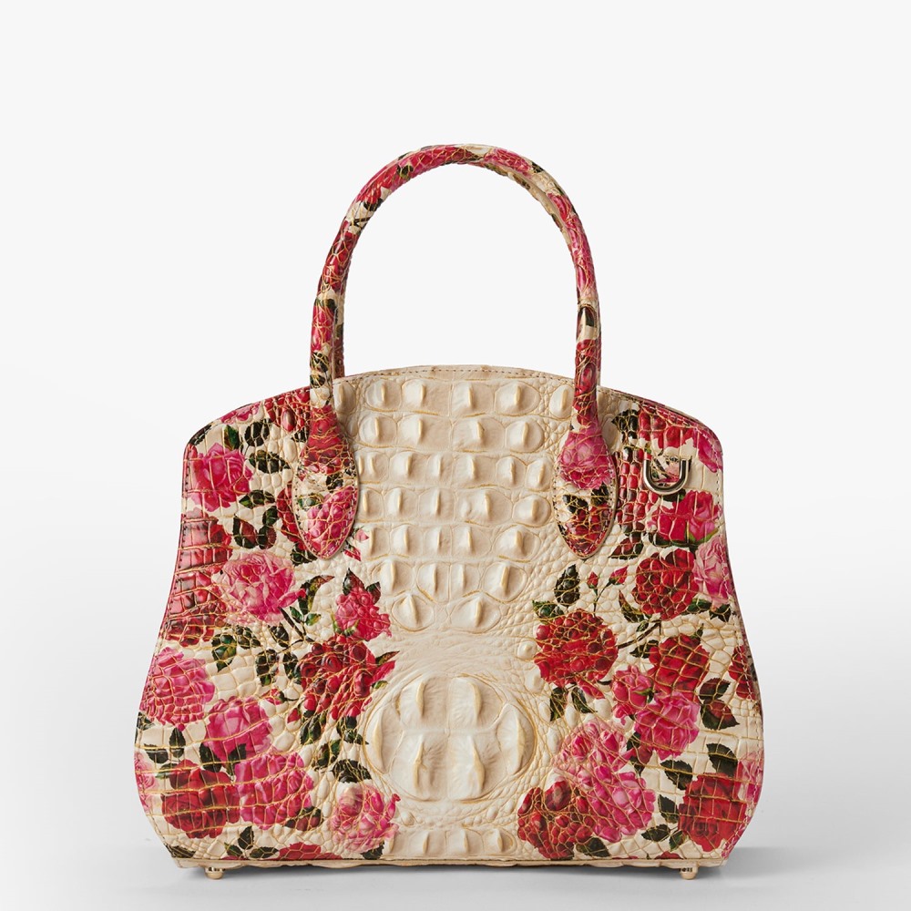 Brahmin Rosetta Leather Satchel - Romantic Roses Ombre Melbourne