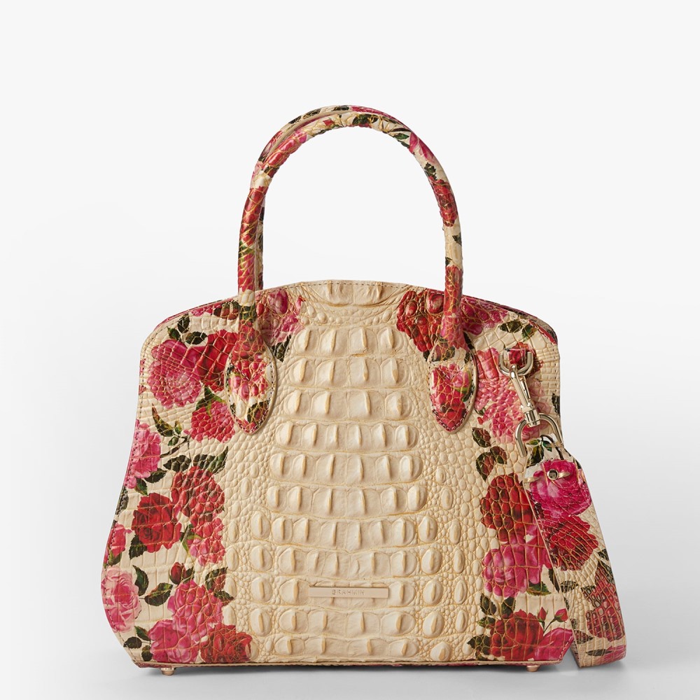 Brahmin Rosetta Leather Satchel - Romantic Roses Ombre Melbourne