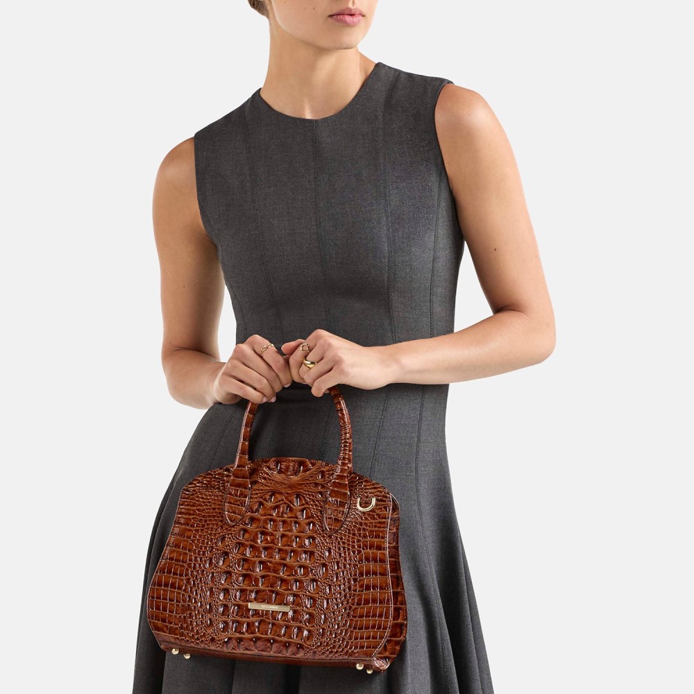 Brahmin Rosetta Leather Satchel - Romantic Roses Ombre Melbourne