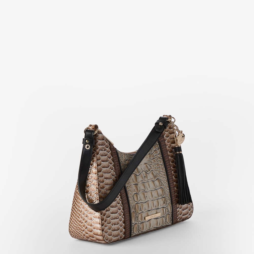 Brahmin Esme Leather Shoulder Bag - Timeless Taupe Skien