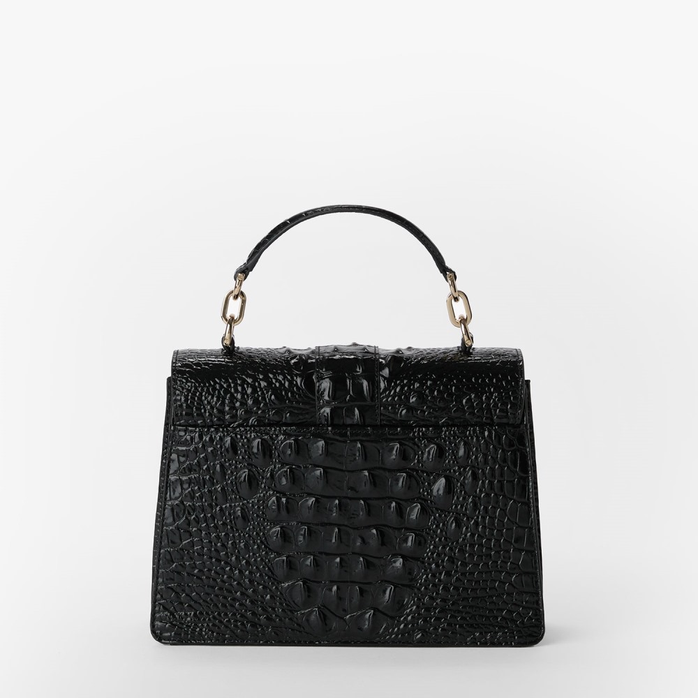Brahmin Small Hallie Leather Satchel - Black