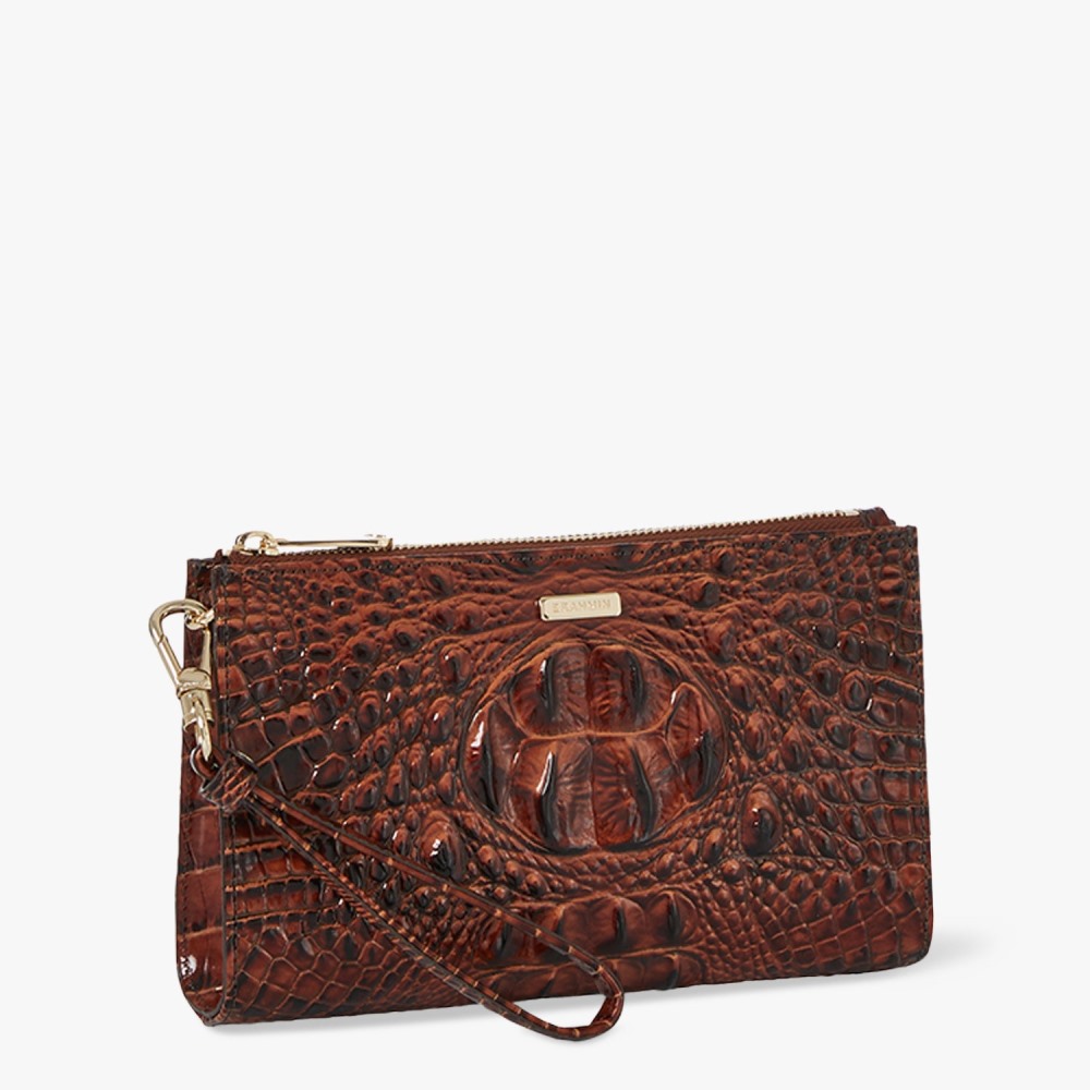 Brahmin Daisy Leather Wristlet - Pecan Melbourne