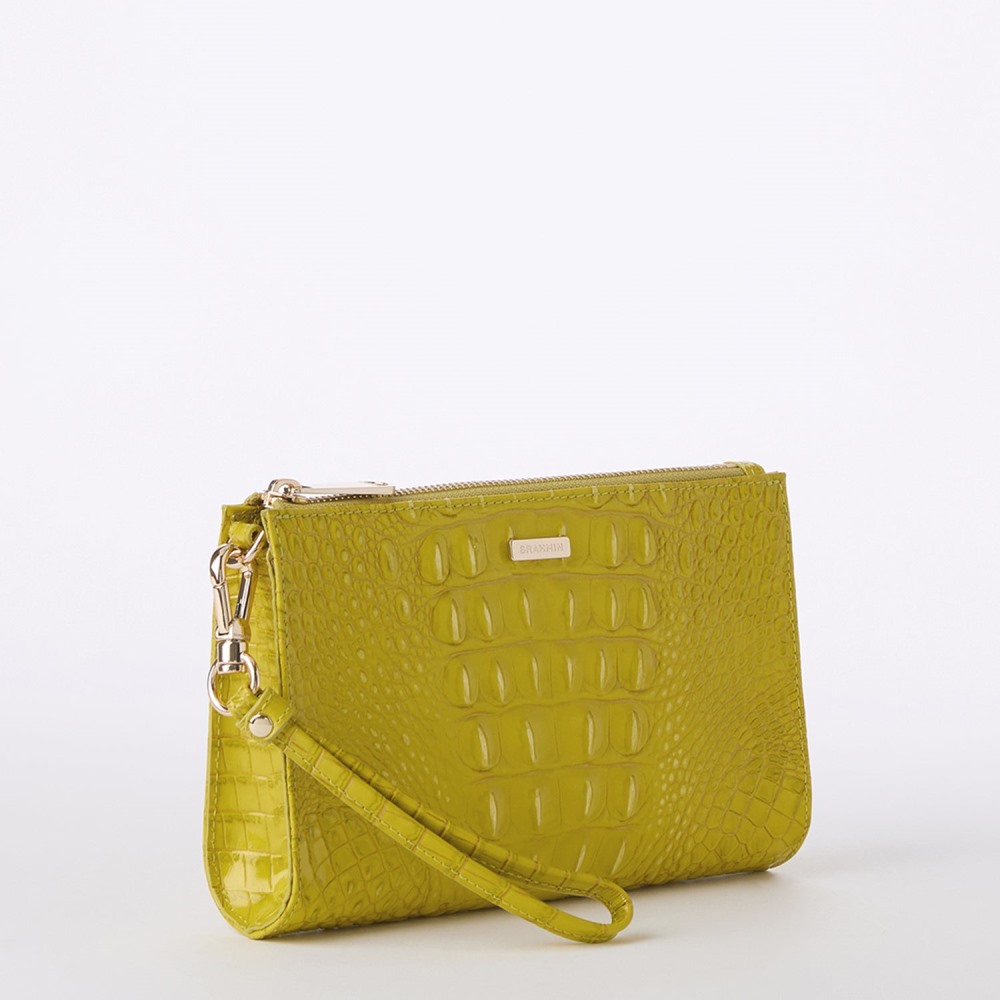 Brahmin Daisy Leather Wristlet - Chartreuse Melbourne