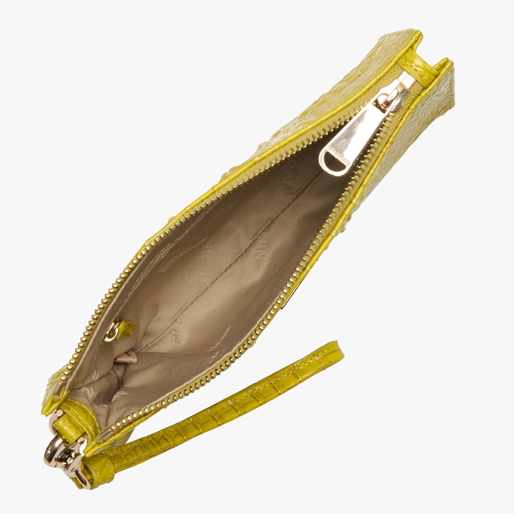 Brahmin Daisy Leather Wristlet - Chartreuse Melbourne