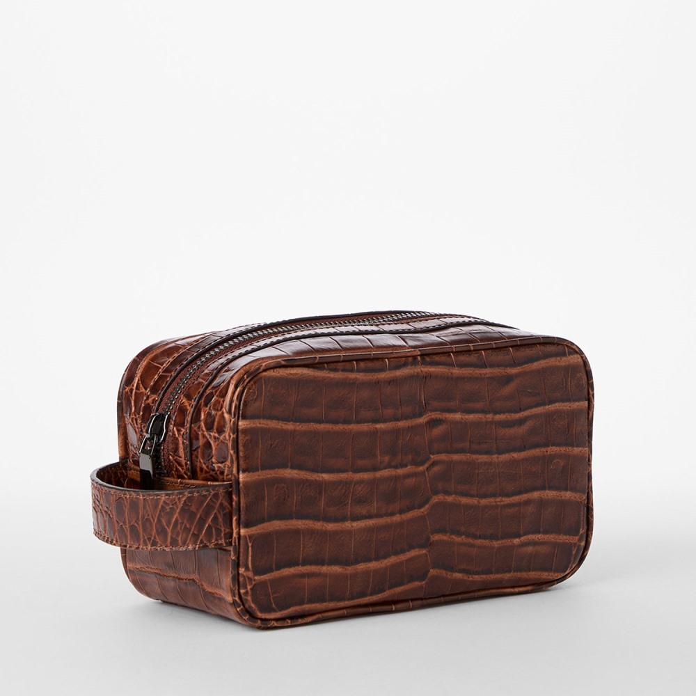Brahmin Dylan Leather Toiletry Case - Chestnut Baypoint