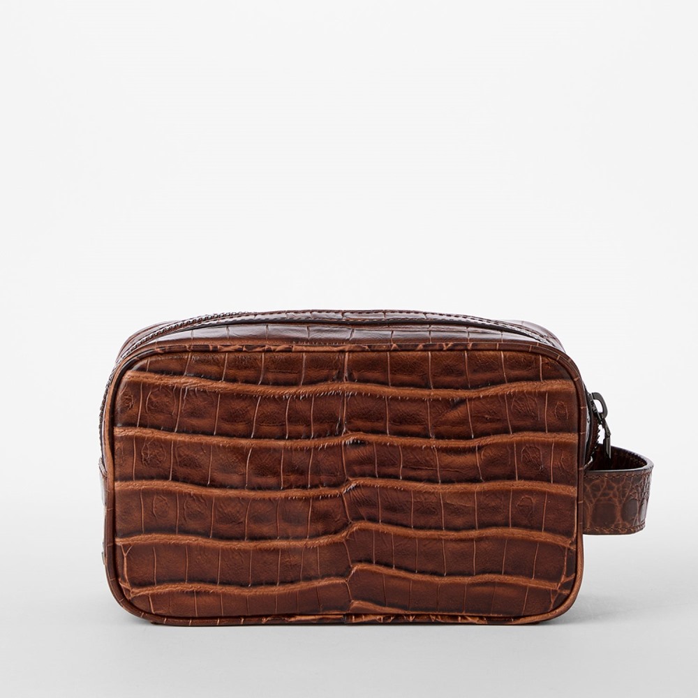 Brahmin Dylan Leather Toiletry Case - Chestnut Baypoint