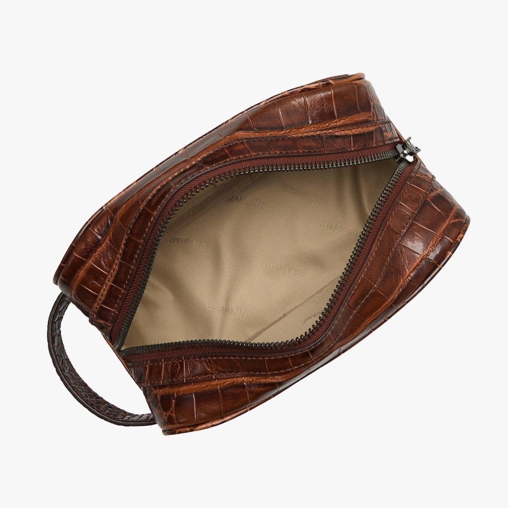 Brahmin Dylan Leather Toiletry Case - Chestnut Baypoint