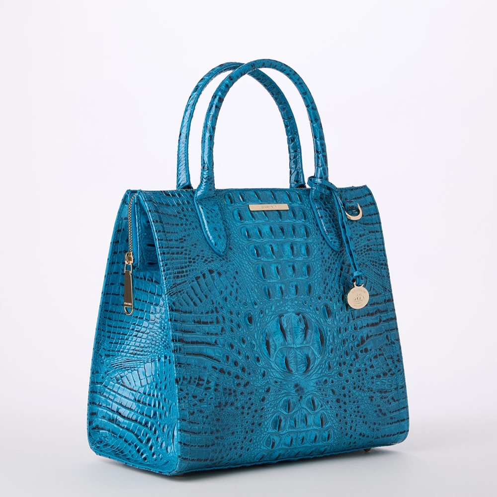 Brahmin Caroline Leather Satchel - Vibrant Azure