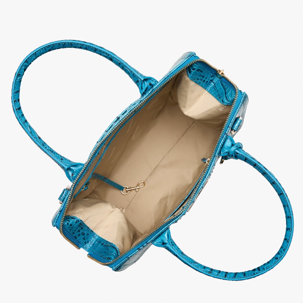 Brahmin Caroline Leather Satchel - Vibrant Azure