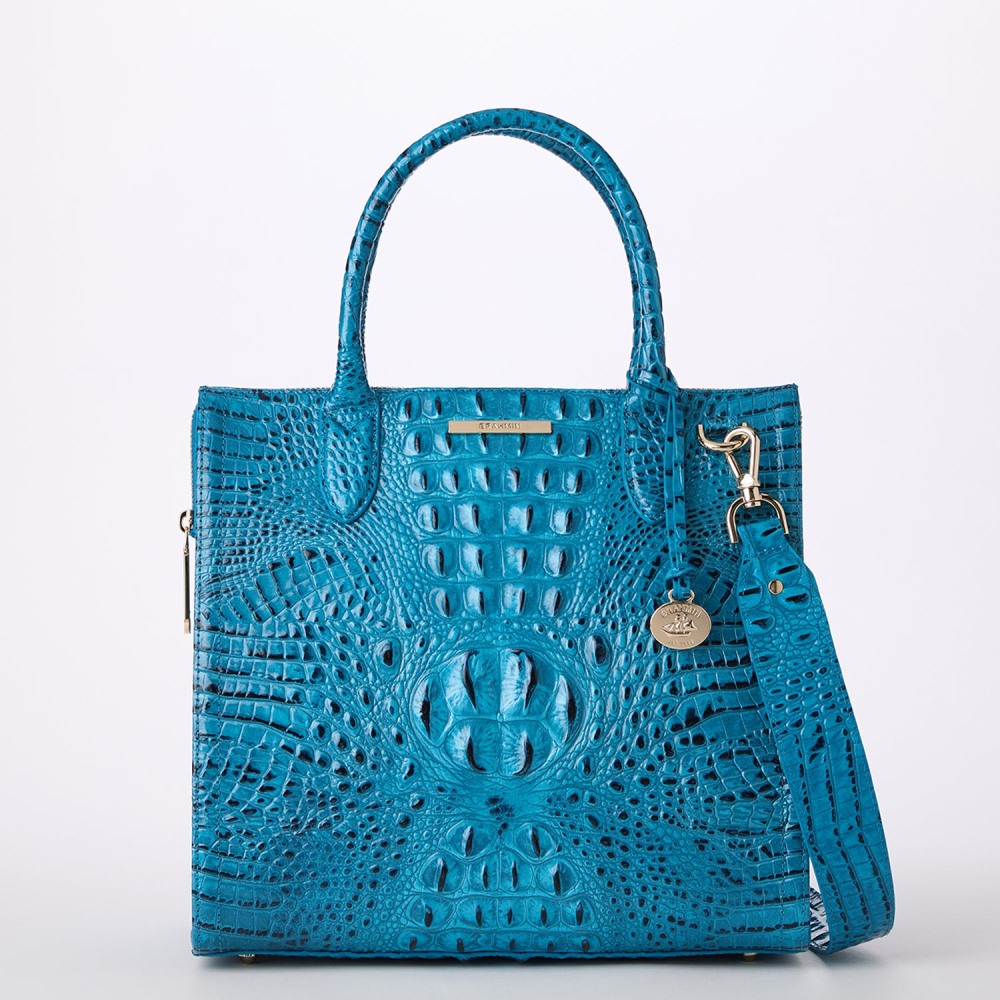 Brahmin Caroline Leather Satchel - Vibrant Azure