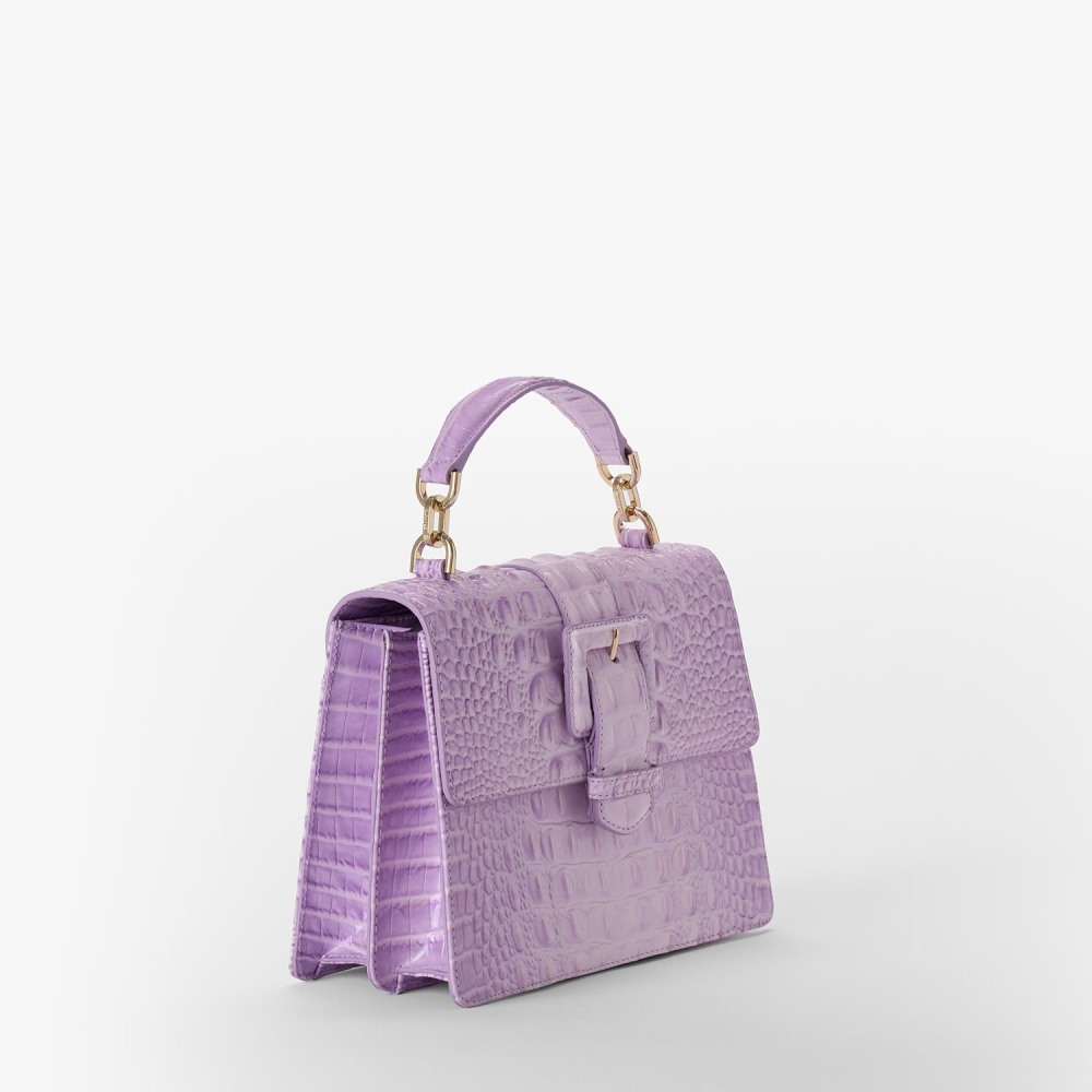 Brahmin Small Hallie Leather Satchel - Gentle Lavender Melbourne