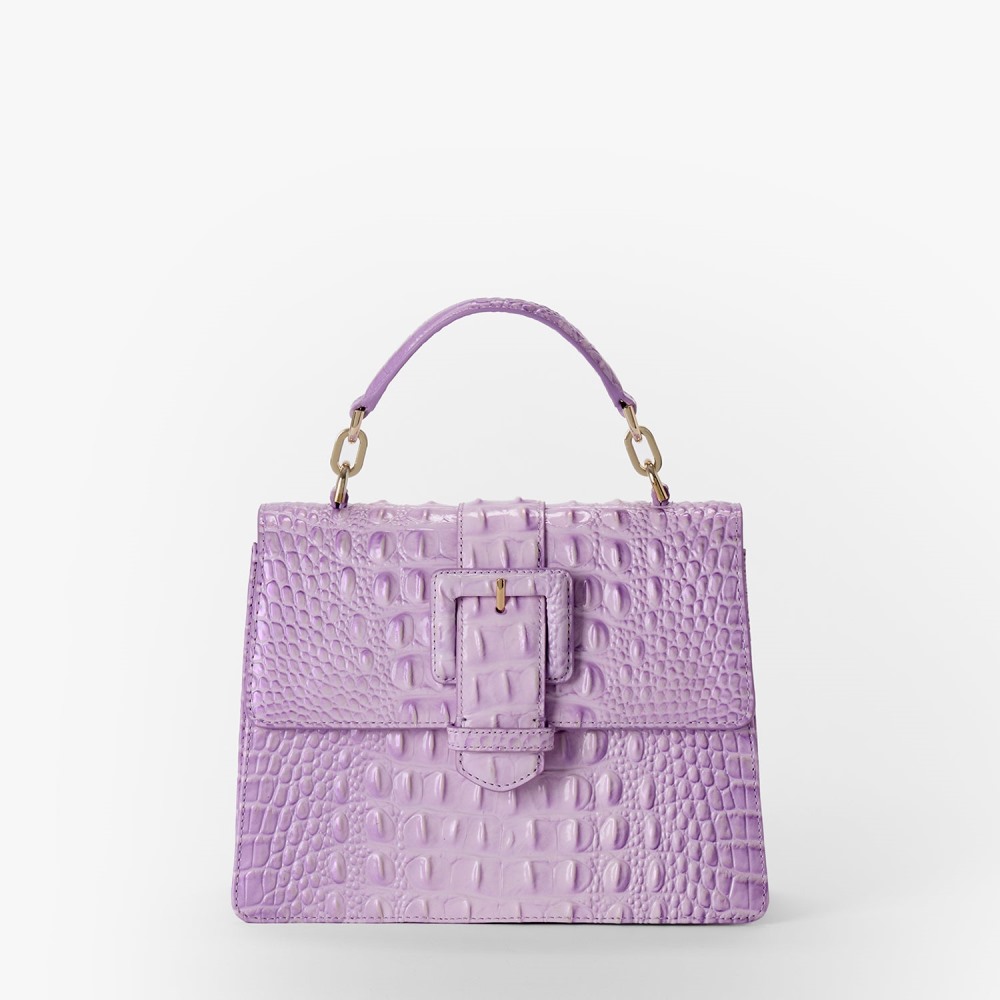 Brahmin Small Hallie Leather Satchel - Gentle Lavender Melbourne