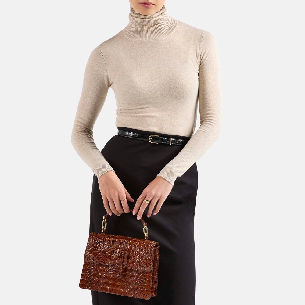 Brahmin Small Hallie Leather Satchel - Gentle Lavender Melbourne