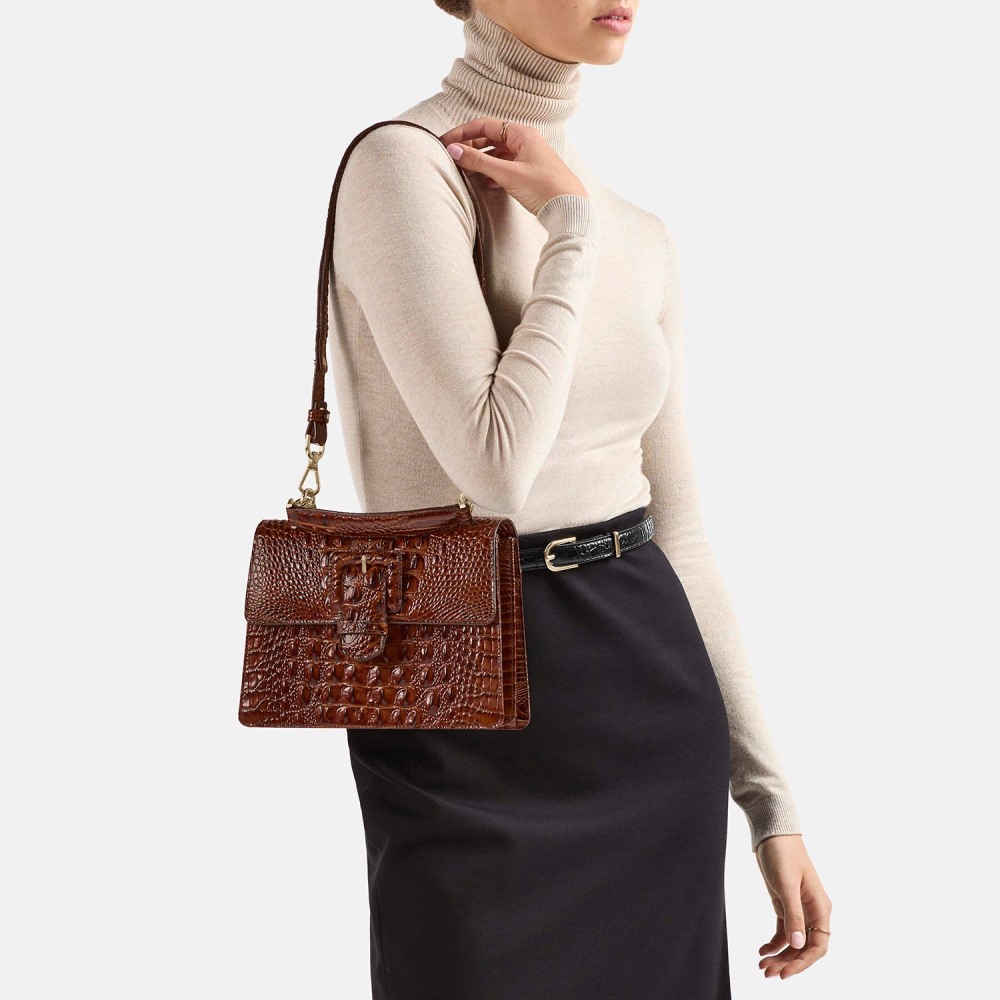 Brahmin Small Hallie Leather Satchel - Gentle Lavender Melbourne