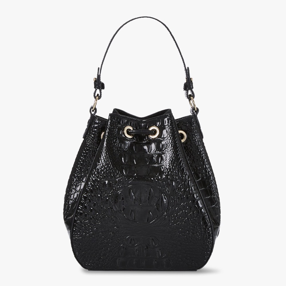 Brahmin Melinda Leather Bucket Bag - Black Melbourne