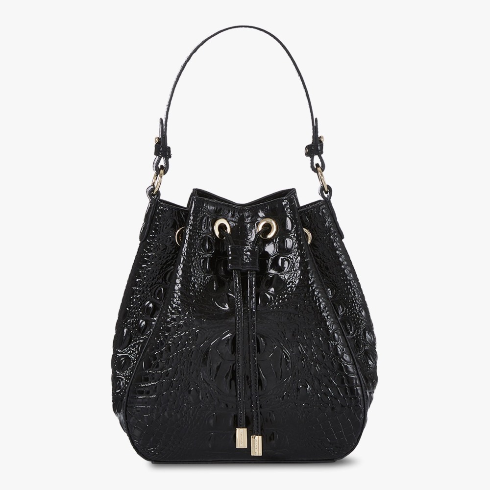 Brahmin Melinda Leather Bucket Bag - Black Melbourne