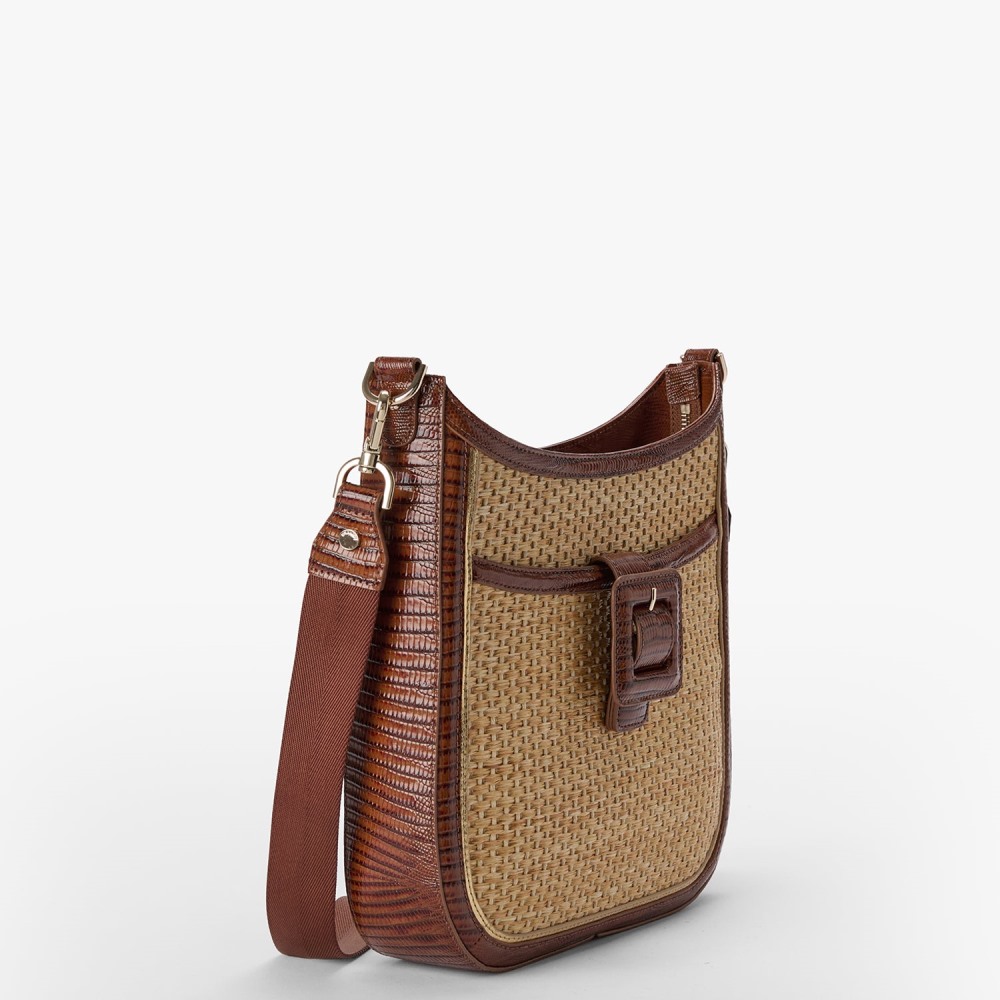Brahmin Leia Leather Crossbody - Caramel Jardim