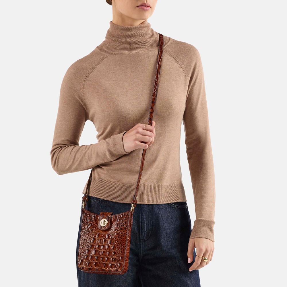 Brahmin Marley Leather Crossbody - Cognac Topsail