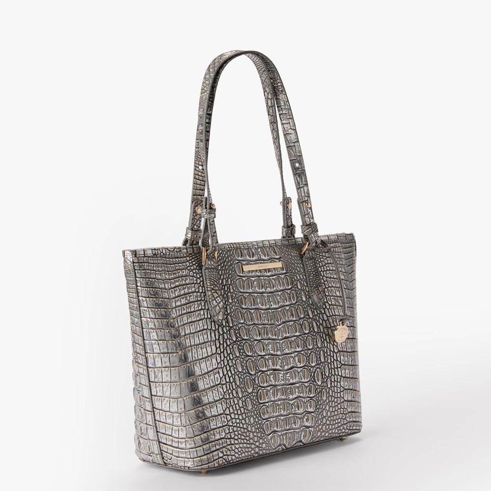 Brahmin Medium Asher Leather Tote - Chrome Melbourne