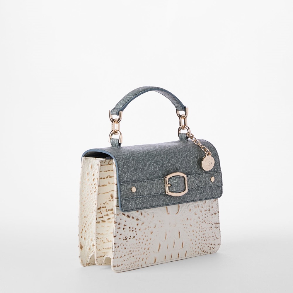 Brahmin Small Hallie Leather Satchel - Snowball Minden