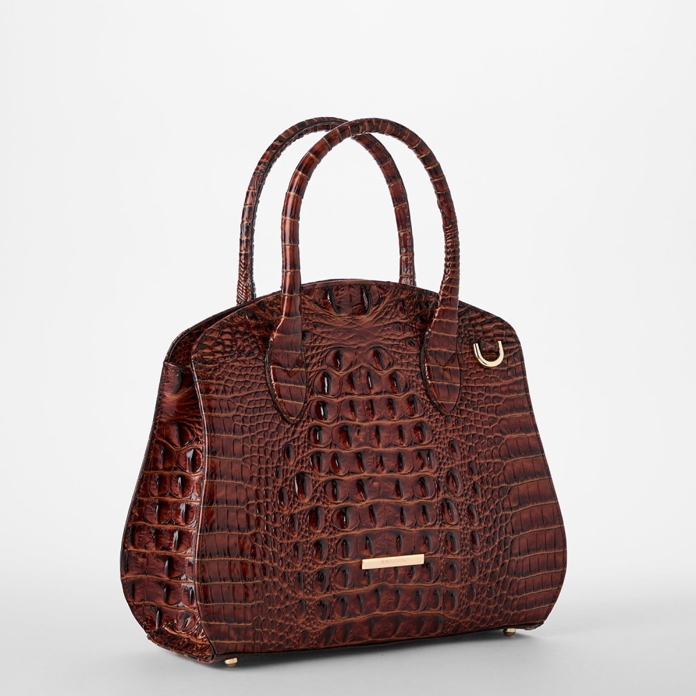 Brahmin Rosetta Leather Satchel - Pecan Melbourne