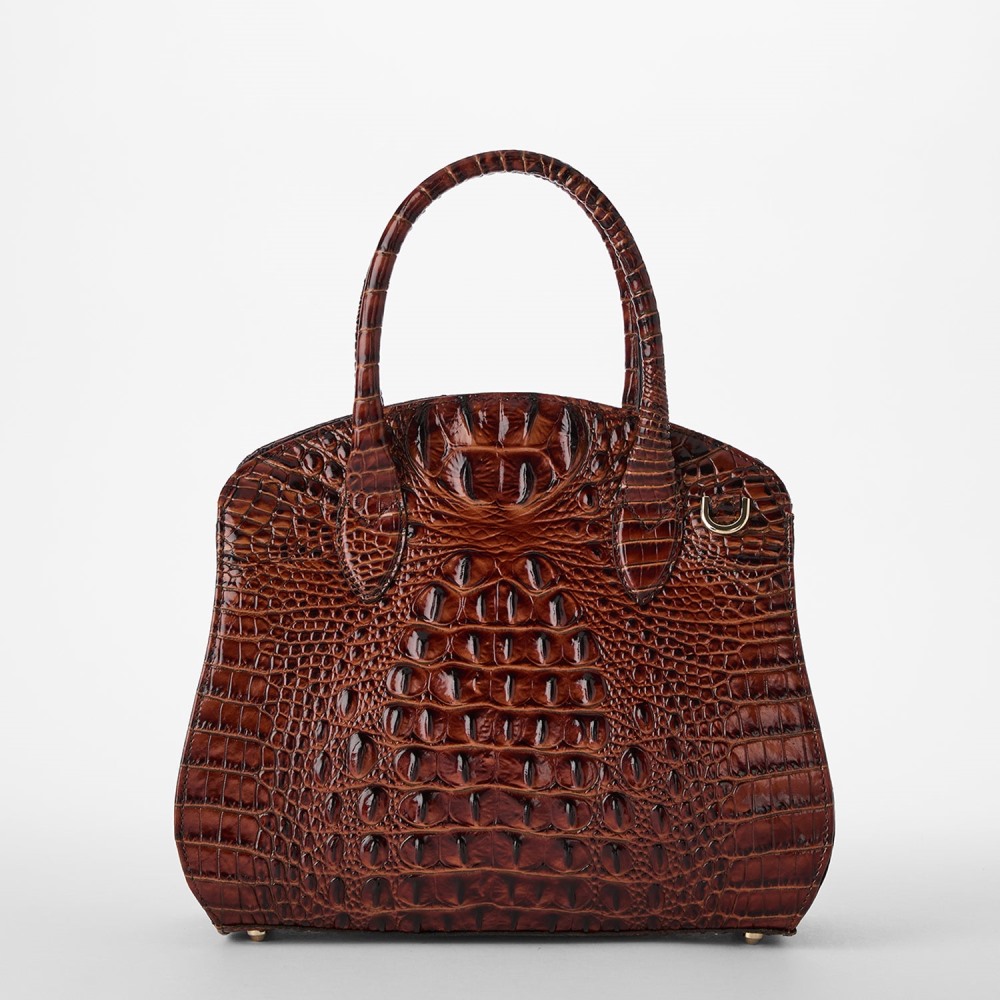 Brahmin Rosetta Leather Satchel - Pecan Melbourne